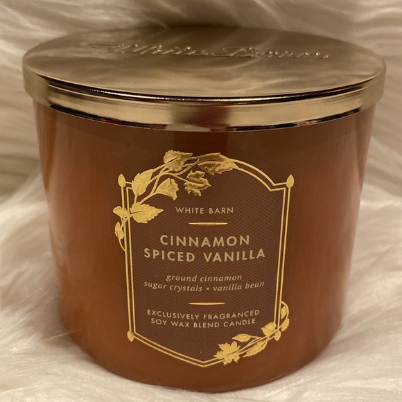 CINNAMON SPICED VANILLA BBW 14.5oz/411g collection scent, 3-wick Candle NWT base - Picture 5 of 6